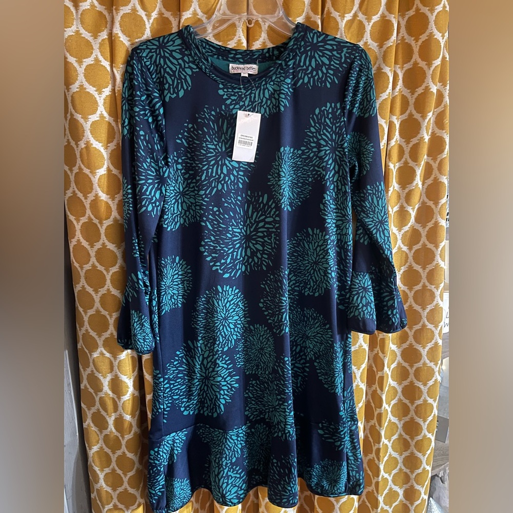 Navy Blue Floral Midi Dress